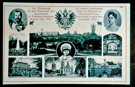 Postkarte zum Zarenbesuch in Friedberg 1910